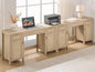 SICOTAS 2 Pieces Rattan Vanity Home Office Desk - Big Boho Makeup Vanities Benches with Drawers & Storage Cabinets, Dressing Vanity Table for Makeup Room, Bedroom, Home Office, Light Oak