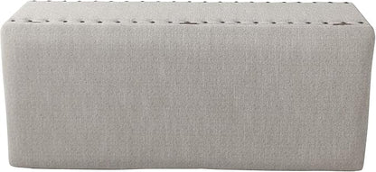HomePop Large Storage Bench with Nailhead Trim -Gray Woven