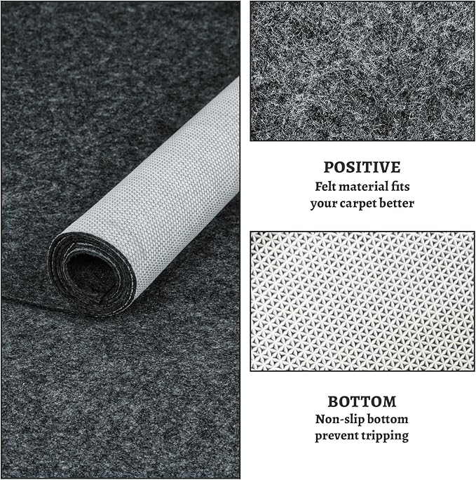 100% Waterproof Rug pad, 2x6 ft Area Rug Non-Slip Rug Pads, 1/4" Thick Carpet Pads for All Floors and finishes, Felt pad for Hardwood Floors, Keep Carpets in Place Soft and Secure