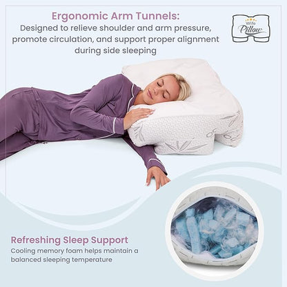 Wife Pillow the Side Sleeper Pillow with Arm Hole for Shoulder Pain - Arm Tunnel Pillow for Side Sleepers, Shoulder Relief & Neck Support Comfort Sleep Pillow for Adults - Cooling Shredded Memory Foam