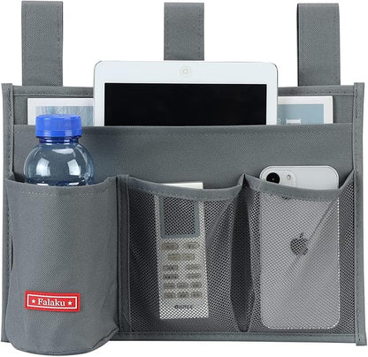 Falaku Hanging Bedside Caddy,Bedside Organizer Caddy for Bed Rails(Classic 4 Pockets-Grey)