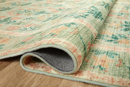 Loloi Rifle Paper Co. Eden Collection EDE-01 Mughal Rose Moss 7'-6" x 9'-6" Area Rug feat. CloudPile™