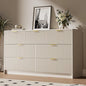 Beige 7 Drawer Dresser for Bedroom, 55.9" Wide Modern Fluted Dresser with Gold Metal Handles, Wide Chest of Drawers for Bedroom, Living Room, Entryway, Hallway