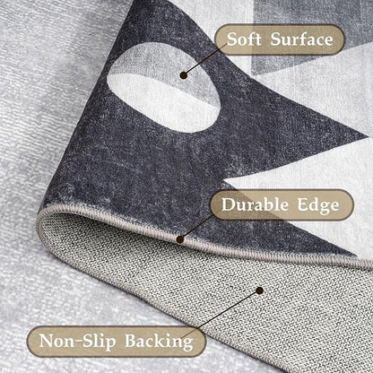 HOMFINE Washable Modern Area Rug - Geometric Style 10x14 Rugs for Living Room, Bedroom, Machine Washable Rug Soft Non Slip Non Shedding Area Rug - Grey, 10'x14'