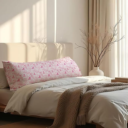 Pink Chinoiserie Dachshund Dog 20x54 Body Pillow Cover with Zipper,Dachshund Weiner Decor,Grandmillennial Pink Weiner Dog Decorative Body Pillow Cases for Bed Couch