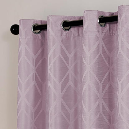 Amazon Basics Jacquard 2-Piece 100% Blackout Curtains, Living Room and Bedroom Drapes, Thermal Insulated Window Treatment, 42"x63", Pink