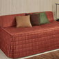 Camden Luxury Bedding | Warm Russet Color | Fitted Hollywood Daybed Bedding | Faux Suede Box Quilted Design | 5 Piece Set Includes Extra Long Hollywood Cover, 2 Bolster Shams, and 2 Bolster Pillows