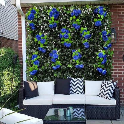GLANT Expandable Fence Privacy Screen for Balcony Patio Outdoor,Decorative Faux Ivy Fencing Panel,Artificial Hedges (Single Sided Leaves) (1, Branches -Blue Rose)