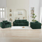Corduroy Boneless Living Room Sets, Modern Upholstered 3 Seater Sofa with 2 Signle Accent Chairs, Comfy Deep Seat Cloud Sofa Couch Sets for Living Room, Green