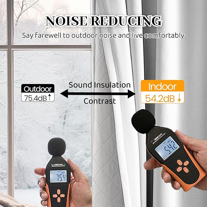 Soundproof 100% Blackout Curtains 80 inches, 3 Layers Thermal Insulated Back Tab Drapes for Door Window Nursery Divider Living Room, with Pin Hooks Grayish White 50x80 Inch 1 Panel