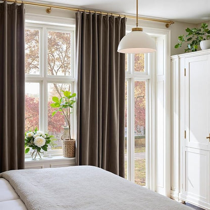Lazzzy Velvet Blackout Curtains Thermal Insulated Room Window Drapes Super Soft Luxury Curtains for Living Room Bedroom Rod Pocket 2 Panels, Truffle, 52" W x 96" L