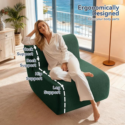 26" Single Sofa, 1 Seater Armless Corduroy Couch, No Assembly Modern Boneless Couch Compression Sofa in Box, Floor Sofa with Ergonomic Design for Living Room, Dark Green