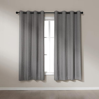 Amazon Basics Faux Linen Blackout Curtains for Bedroom and Living Room, 2-Piece Set with Grommets, 52" W x 72" L, Grey