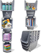 TidyFriend 4 Tier Stackable Storage Bins for Pantry with Wheels, Stackable Bins for Organizing Food, Kitchen, and Bathroom Essentials (Grey)