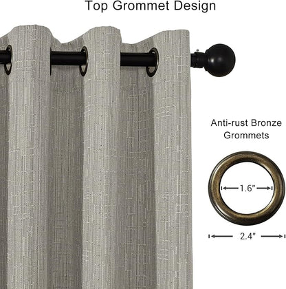 Jacquard Linen Curtains 84 inch Length 2 Panels Thick Faux Linen Blended Window Drapes Burlap Textured Curtains with Grommet for Living Room Bedroom Farmhouse (52x84 Light Khaki) Natural