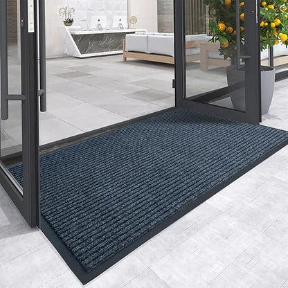 Front Door Mat,4'x5'Indoor Outdoor Door Mat,Heavy Duty Durable Welcome,Commercial Floor Mats Inside Outside Entrance, Waterproof All-Season, All-Weather Non Slip Backing Doormat for Entryway,Dark Gray