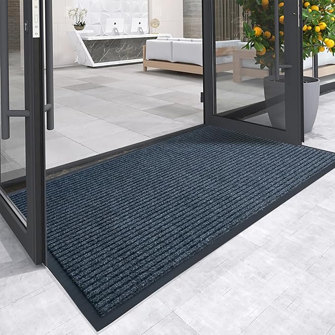 Front Door Mat,3'x6'Indoor Outdoor Door Mat,Heavy Duty Durable Welcome,Commercial Floor Mats Inside Outside Entrance, Waterproof All-Season, All-Weather Non Slip Backing Doormat for Entryway,Dark Gray