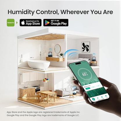 Smart Humidifiers for Bedroom Home, 6L Cool Mist Top Fill Humidifier Large Room with Essential Oil Diffuser, Touch/APP/Voice Control, NightLight Humidifiers for Nursery & Plants (Black, 1Pack)