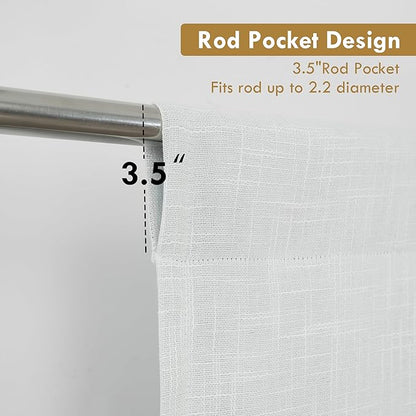 DriftAway Double Layer Linen Blackout Tie Up Curtains Thermal Insulated Fully Lined Balloon Roman Shade Bathroom Window Adjustable Rod Pocket for Small Window 39 Inch by 55 Inch White