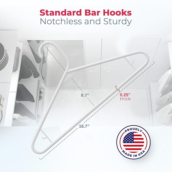 Neaties Plastic Hangers 45 Pack – Made in The USA – 6lb Capacity Standard Clothes Hangers with Strap Hooks for Dresses, Lingerie, Shirts, Pants, and Jackets – Gray