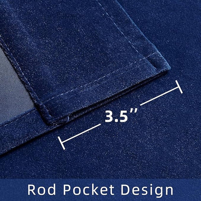 Joydeco Customized Velvet Curtains - Luxury Thermal Insulated Olive Royal Blue, Bedroom & Living Room, Rod Pocket, 1 Panel, Custom Size