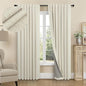 Black Out Burlap Curtains 63 Inch Long Faux Linen Farmhouse Bedroom Blackout Curtain 63 Inches Length 2 Panels Set Energy Saving Noise Reducing Nursery Drape for Bay Window Back Tab Pocket Cream Beige