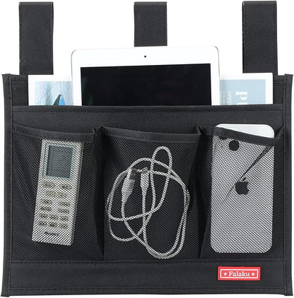 Falaku Hanging Bedside Caddy,Bedside Organizer Caddy for Bed Rails(4 Pockets-Black)