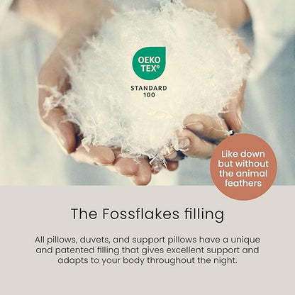 FOSSFLAKES Nordic Sleep, Bed Pillow Hypoallergenic Supportive with Down Alternate, Breathable and Machine Washable, Ideal for Side Sleepers (White Medium Low, King (U.S. Standard))