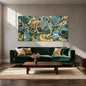YETHEN WAL Emerald Green Canvas Wall Art, Gold Foil Marble Fluid Texture Art Prints, Large Modern Artwork for Living Room Bedroom Office 29x58 Inch