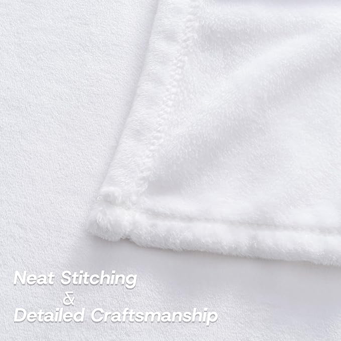 Luxury Fleece Warm Blanket, Soft Lightweight Velvety Plush Blanket for Sofa and Bed, Cozy Comfy for All Seasons(True White, 90×90 Inches)