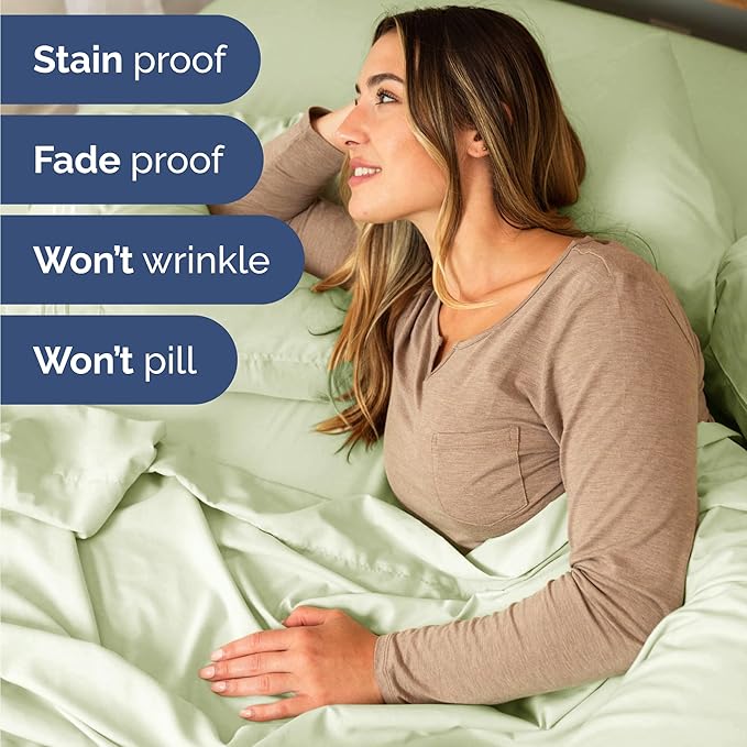 Twin 4 Piece Sheet Set - Cooling, Comfy & Breathable - Hotel Luxury Bedding, Includes Fitted Sheet for Women, Men, Kids & Teens - 1 Flat, 1 Fitted Sheet, 2 Pillowcases with Deep Pockets - Light Sage