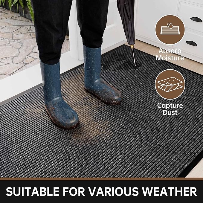 Front Door Mat, 72" x 48" Heavy Duty Indoor Outdoor Doormat, Non-Slip Welcome Mats for Entryway, Rubber Backing Low Profile Commercial Door Mats