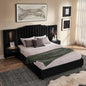 Luxury Queen Bed Frame with Headboard and Storage, Velvet Fabric Upholstered Platform Bed Frame Queen Size with LED Lights, Solid Frame & Bedside Table, No Box Spring Needed, Black