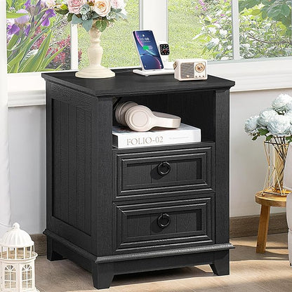 Bedroom Dresser and Nightstand Sets 4 Piece, Farmhouse 6 Drawers Dresser & 40.5" Tall Chest of Drawers,18" Nightstands with Charging Station,54" Wide Furniture Dressers for Bedroom,Living Room