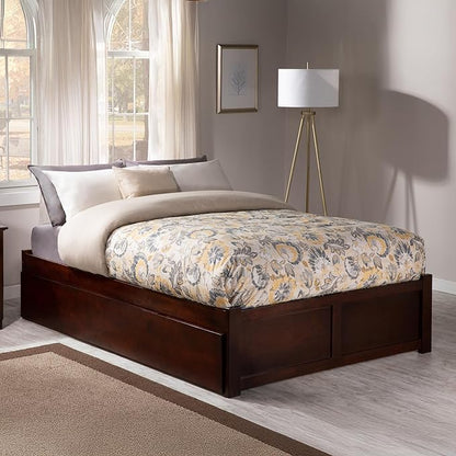 AFI Concord Full Size Platform Bed with Footboard & Full Trundle in Walnut