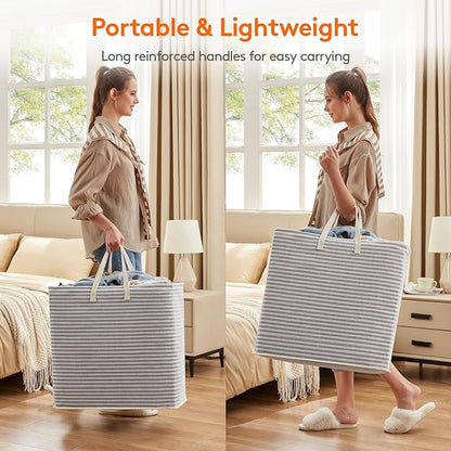 Lifewit 2 Pack Laundry Hamper Large Collapsible Laundry Baskets, Freestanding Waterproof Clothes Hamper with Easy Carry Handles in Laundry Room Bedroom Bathroom College Dorm for Adults, Grey, 2 x 90L