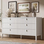 Fluted 6 Drawer Dresser for Bedroom, 55.1" Wide Modern Chest of Drawers with Solid Wood Legs, Versatile Storage Cabinet for Living Room, Office, Hallway, White