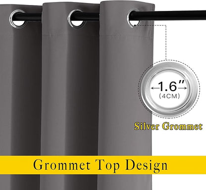 NICETOWN Blackout Grey Doorway 80 inch Curtains, Grommet Room Darkening Thermal Insulated Soundproof Window Treatments for Bedroom/Closet, 2 Panels, W40 x L80