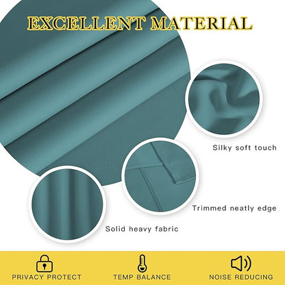NICETOWN Blackout Drapery Curtain Panel 90 inches Long - Window Treatment Thermal Insulated Grommet Blackout Curtain/Drape for Bedroom Living Room (Sea Teal, 1 Panel, 46 by 90 inches)