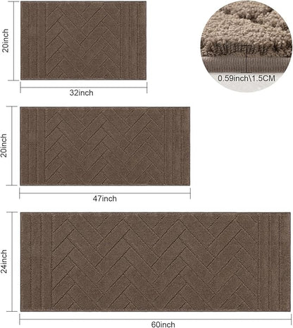 hicorfe Indoor Doormat,Front Back Door Mat Rubber Backing Non Slip Door Mats 24"x59" Absorbent Resist Dirt Entrance Doormat Inside Floor Mats for Entryway Washable Low-Profile(Camel)