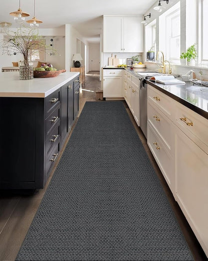 Color&Geometry Door Mat 3'x8' Runner Rug with Rubber Backing, Non Slip Washable Hallway Runner Rugs Kitchen Runner Rug, Carpet Runners for Hallway Living Room Bedroom, Grey (Rolled-up NO Creases)