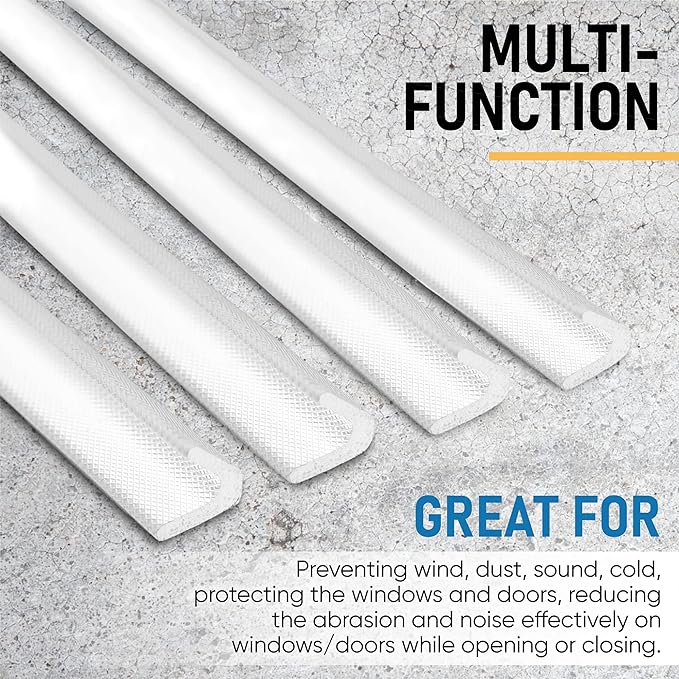 Adhesive V Shape Weatherstrip, Weather Stripping Door Seal Strip Foam Door Frame Insulation Side Jamb Bottom Groove Gap Filler Soundproof V Weatherstripping (White, 1/2 in x 1/2 in x 26 Ft)