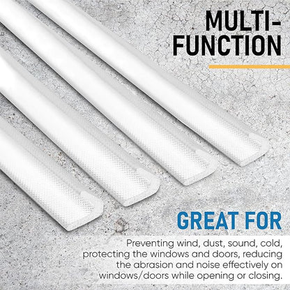 Adhesive V Shape Weatherstrip, Weather Stripping Door Seal Strip Foam Door Frame Insulation Side Jamb Bottom Groove Gap Filler Soundproof V Weatherstripping (White, 1/2 in x 1/2 in x 26 Ft)