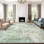 9x12 Area Rugs for Living Room, Non-Slip Machine Washable Vintage Rugs, Abstract Low Pile Lightweight Large Rug for Bedroom, Dining Room, Home Office Green Ivory