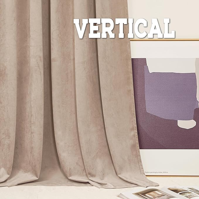 RYB HOME Velvet Curtains 108 inches Length, Back Tab & Rod Pocket Soft Fabric Drapes for Bedroom Room Divider Curtains, Blush, W 52 x L 108, 2 Panels Set