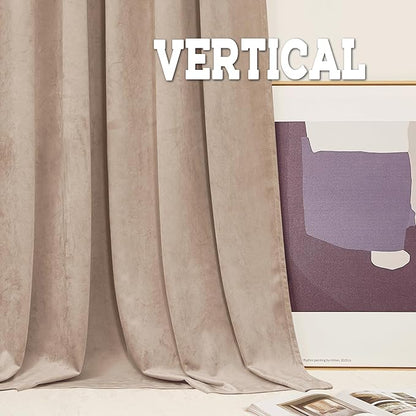 RYB HOME Velvet Curtains 108 inches Length, Back Tab & Rod Pocket Soft Fabric Drapes for Bedroom Room Divider Curtains, Blush, W 52 x L 108, 2 Panels Set