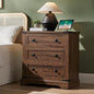 T4TREAM 32" Farmhouse Nightstand with Charging Station, Large End Table with 3 Storage Drawers, Rustic Wood Bedside Table for Bedroom, Living Room, Reclaimed Barnwood Color