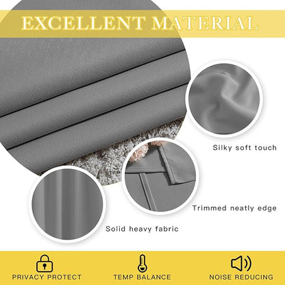 NICETOWN Silver Grey Blackout Curtain for Sliding Glass Door, Grommet Patio Door Curtain Wide Window Treatment Privacy Thermal Insulated Drapes for Bedroom/Living Room (1 Panel, W80 x L95)