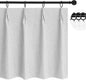 WdFour 24x30 Inch Pinch Pleated Blackout Cafe Curtains - Pack of 2, 100% Light Blocking Back Tab Drapes for Half Windows, Kitchen & Bathroom Short Curtains (Greyish White)