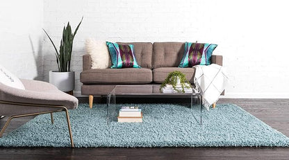 Unique Loom Solid Shag Collection Area Rug (3' 3" x 5' 3" Rectangle, Light Slate Blue)